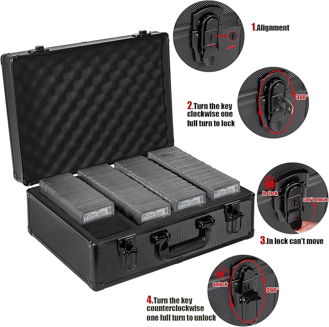Graded Card Case, Storage Organizer Box for Sports Trading Card Slab Holder | Protable Aluminum Alloy Graded Card Storage Box Compatible with 150+ Card Slabs - Sports Trading Card Case Fits PSA, CSG, BGS - Image 4