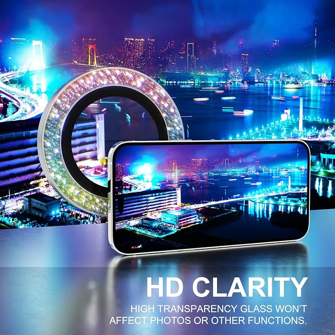 Choiche for iPhone 14 Pro/iPhone 14 Pro Max Camera Lens Protector | Ultra HD, Bling 9H Tempered Glass Camera Cover Screen Protector Metal Ring Decoration Accessories (Glitter-Colorful) - Image 5