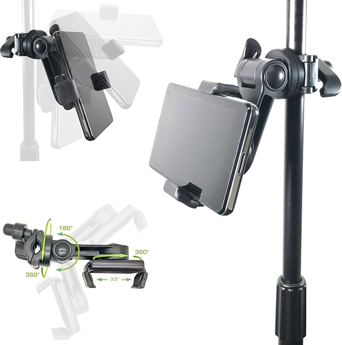Accessory Basics Music Boom Mic Microphone Stand Smartphone Mount w/360° Swivel Adjust Holder for All Smartphones up to 3.75 inches Wide (Zoom Video Compatible) - Image 2
