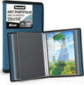 Dunwell 12x18 Art Portfolio Binder, 24-Sleeve, Black Mounting Paper, Blue | 24 Clear Sleeves, Displays 48 Pages, Black Mounting Paper Included, Artwork Storage, Acid-Free Poly Protection by Dunwell