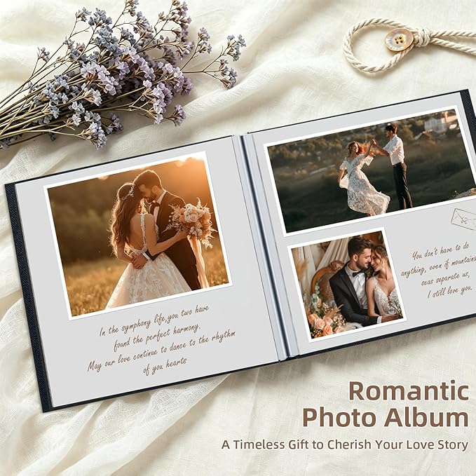 Popotop Photo Album Self Adhesive with Picture Display Window,40 Pages DIY Scrapbooking Supplies Kit for 4x6 10x12 Picture,Linen Cover Memory Book for Baby Wedding, with Scraper and Metallic Pen - Image 5