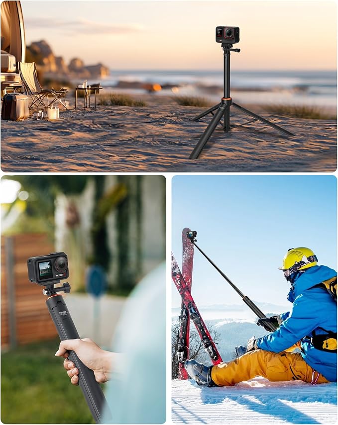 53" Action Camera Selfie-Stick Tripod for DJI Osmo Pocket 4P/4/3/2, GoPro Hero 13/12/11/10/9/Max2, DJI Action 6/5 Pro/4, Travel Vlogging Stand/Extension Pole/Handle Grip/Accessory for Video Recording - Image 4