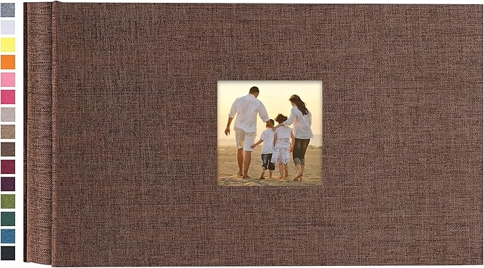 potricher Photo Album 4x6 Pictures, 100 Pockets, Linen Cover, Brown | Linen Cover, Front Window, Large Capacity 4x6 Picture Albums, Photo Book for Family, Wedding, Anniversary, Baby, Keepsake by potricher