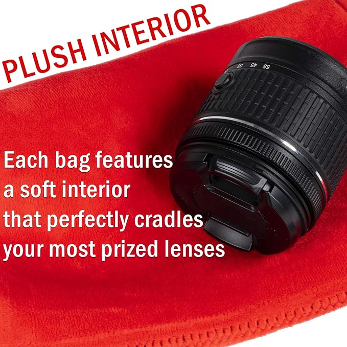 Small Neoprene Lens Bag Protective Water and Weather Resistant Shock Drop and Scratch Armor Pouch Sleeve Case with Plush Interior, Black - Image 4