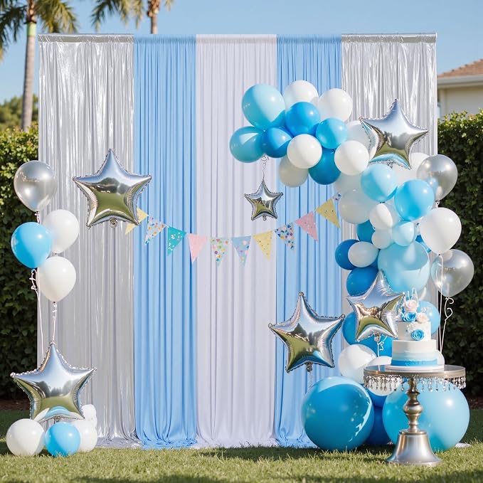 30x10FT Silver Sequin Backdrop Curtain for Party - 6 Panels 5x10FT Wrinkle-Free Shimmer Drapes for Birthday, Wedding, Christmas, Decorations & Photography - Image 7
