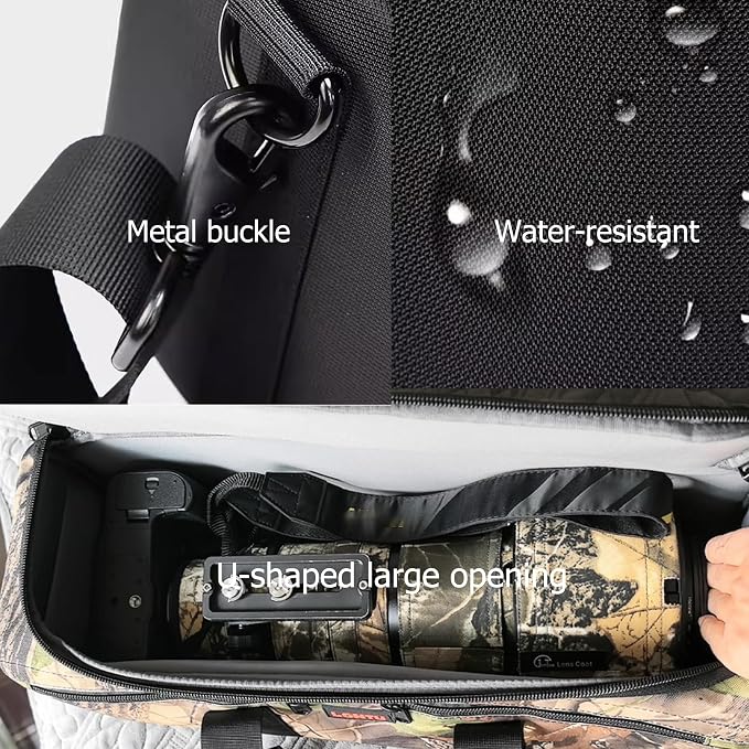 ZZQ&CCF Camera Lens Pouch Case for Canon RF 200-800/100-500,for Sony FE 200-600mm F5.6-6.3G,Compatible with Nikon Z 180-600, Portable Compact Outdoor Telephoto Lens Photography Bag -Jungle Camo - Image 8