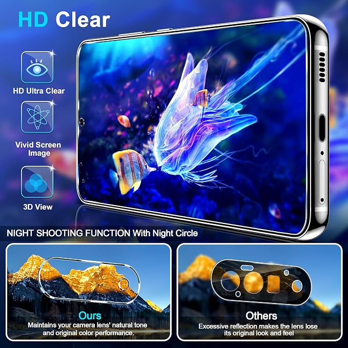 3 Pack for Google Pixel 11 XL Screen Protector Tempered Glass + 3 Pack Camera Lens Protector, Military Grade Shatterproof, 9H Hardness, Fingerprint Unlock,Case Friendly 6.8 Inch - Image 4