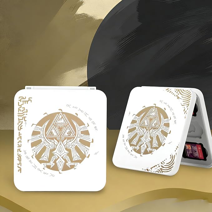 DLseego Game Card Case for Switch Lite/Switch/Switch OLED, Gold Kingdom Medallion Design Switch Game Cartridge Memory Card Portable Storage with 12 Game Card Slots and 12 Micro SD Card Slots-White - Image 2