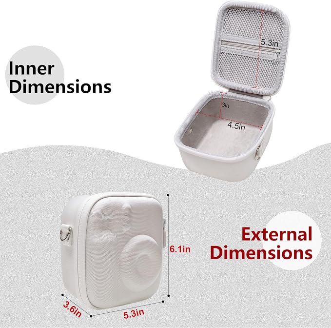 LTGEM Case Compatible with Fujifilm Instax Mini 13/12 Instant Camera, White | Fits Instant Camera 11/10/9/8/7/7+ and FUJIFILM Instax Mini Instant Flim with Shoulder Strap, Case Only - Image 3