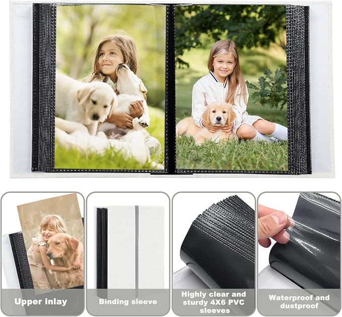 Photo Album 4x6 100 Pockets for Wedding Gifts,Linen Hardcover Picture Albums for Family Anniversary Baby Vacation Pictures - Image 6