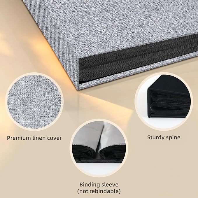 Popotop Photo Album 4x6 200 Pockets for Wedding Gifts,Linen Hardcover Picture Albums for Family Anniversary Baby Vacation Pictures - Image 4