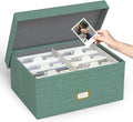 Decorative Photo Storage Box, Linen Photo Box Holds 1700 5x7 Pictures Green | Photo Storage Containers with 8 Dividers, Memory Keepsake Organizer for Photos, Scrapbook Supplies, Cards, Stamps,Archive Box by JOLENSOY