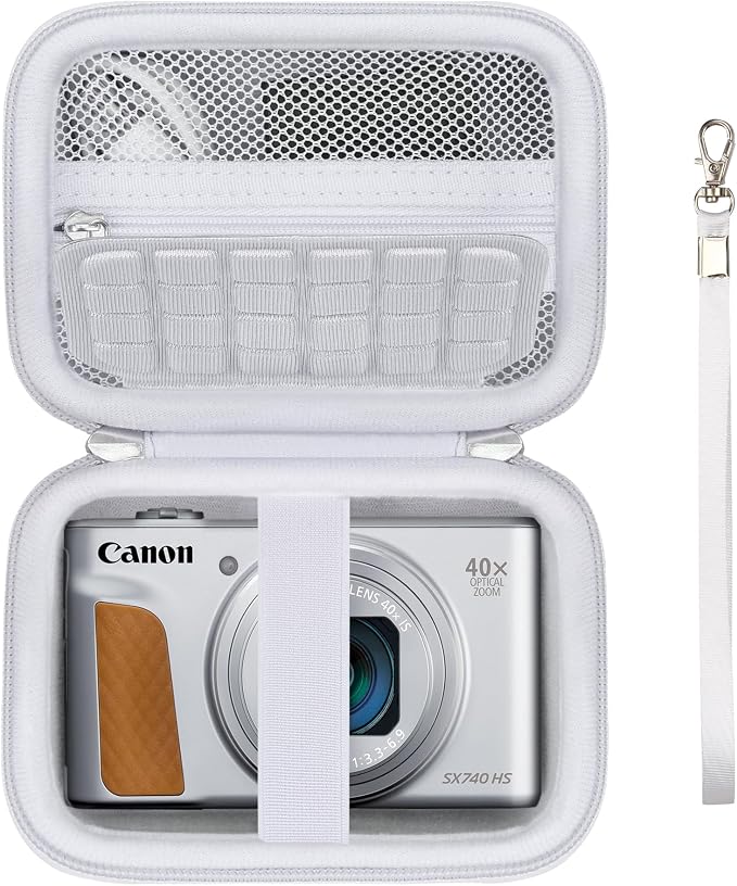 Carrying Case for Canon PowerShot SX740 HS, SX730 HS Camera, White | SX720 HS, SX620 HS, G7 X Mark III, G7 X Mark II Digital Camera, Storage Holder Travel Bag with Mesh Pocket for Battery Pack by Supmay