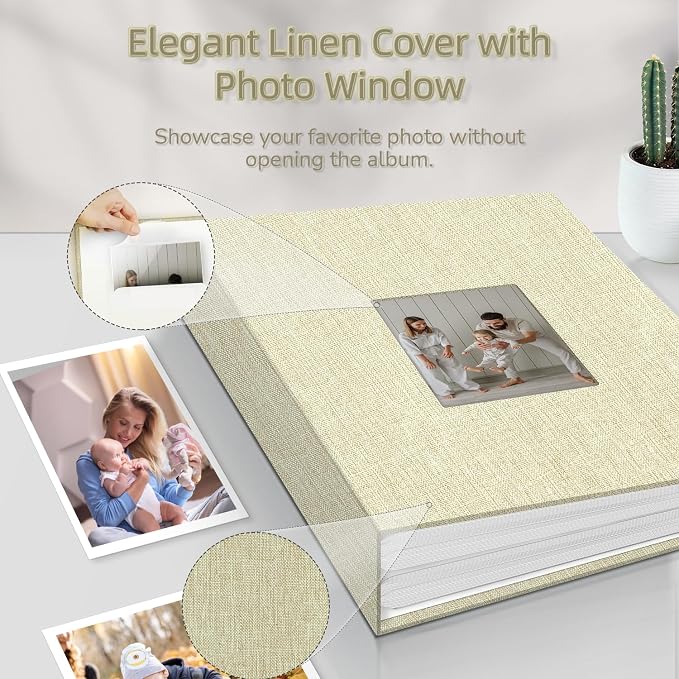 popotop Photo Album 4x6-100 Photos Photo Books with 100 Vertical Pockets,Linen Cover Albums for Family Wedding Anniversary Baby Vacation Pictures - Image 2