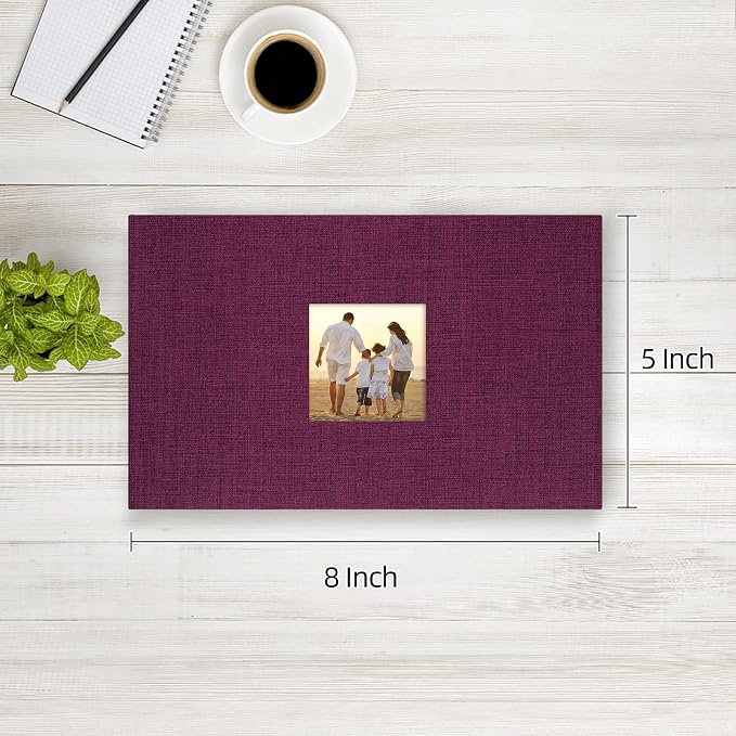 potricher Photo Album 4x6 Pictures, 100 Pockets, Linen Cover, Purple | Linen Cover, Front Window, Large Capacity 4x6 Picture Albums, Photo Book for Family, Wedding, Anniversary, Baby, Keepsake - Image 2