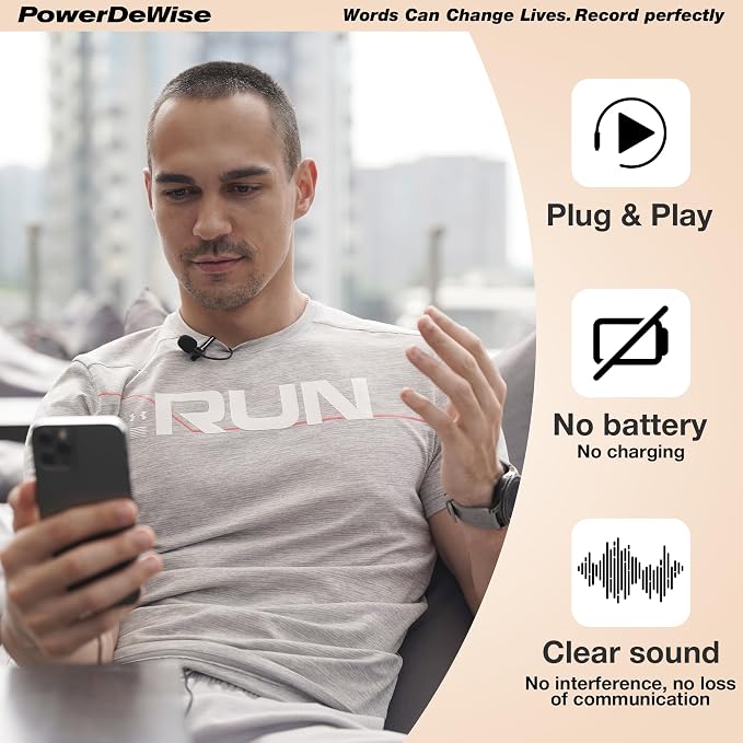 Professional Grade Lavalier Clip On Microphone - Lav Mic for Camera Phone iPhone GoPro Video Recording ASMR - Small Noise Cancelling 3.5mm Tiny Shirt Microphone with Easy Clip On System - Image 4