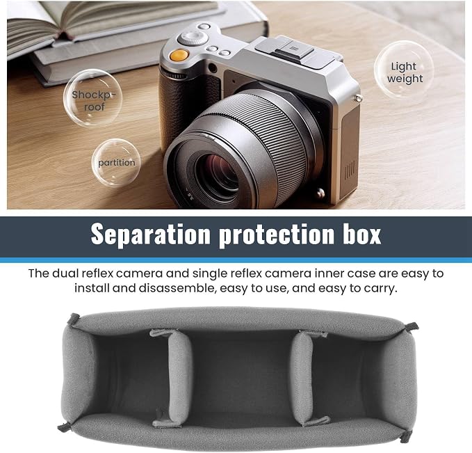 Shockproof Dslr Slr Camera Insert Organizer Case Partition Divider Protection Case(Black+Grey), 32x11x15cm, 243293A3 - Image 6