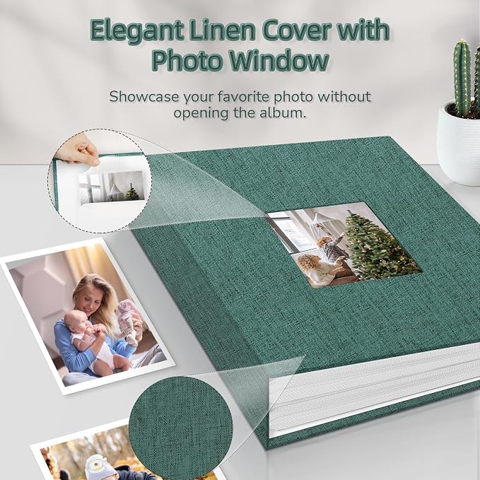popotop Photo Album 4x6-100 Photos Photo Books with 100 Vertical Pockets,Linen Cover Albums for Family Wedding Anniversary Baby Vacation Pictures - Image 2