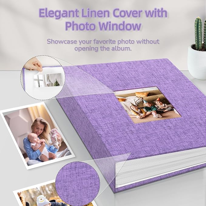 popotop Photo Album 4x6-100 Photos Photo Books with 100 Vertical Pockets,Linen Cover Albums for Family Wedding Anniversary Baby Vacation Pictures - Image 2