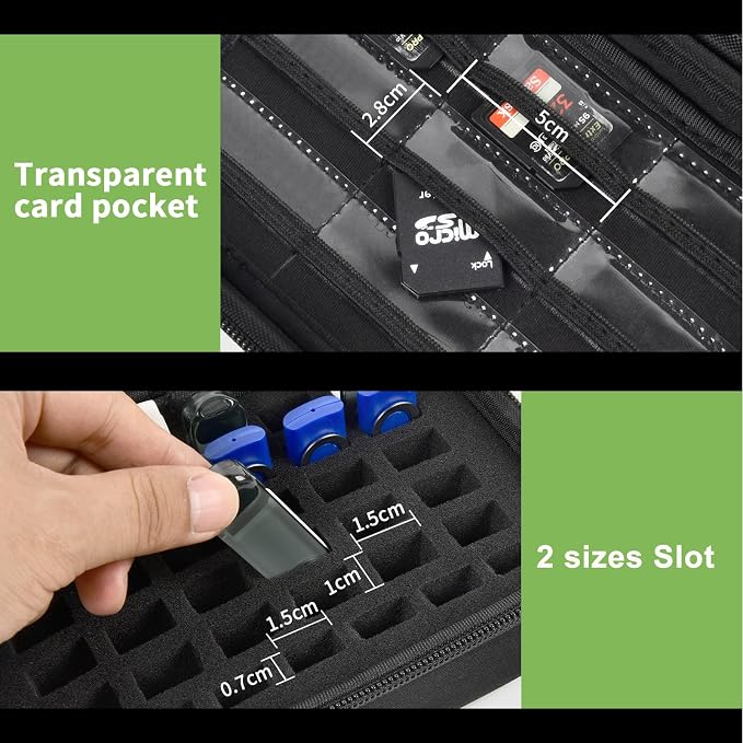 ALKOO USB Flash Drive Case with SD Card/Memory Stick/Thumb Drives Storage | for SanDisk/for Samsung, Removable Foam, 9 Card Pockets, for IT Admins, Photographers, Film Crews, Studios, Travel, Black - Image 3