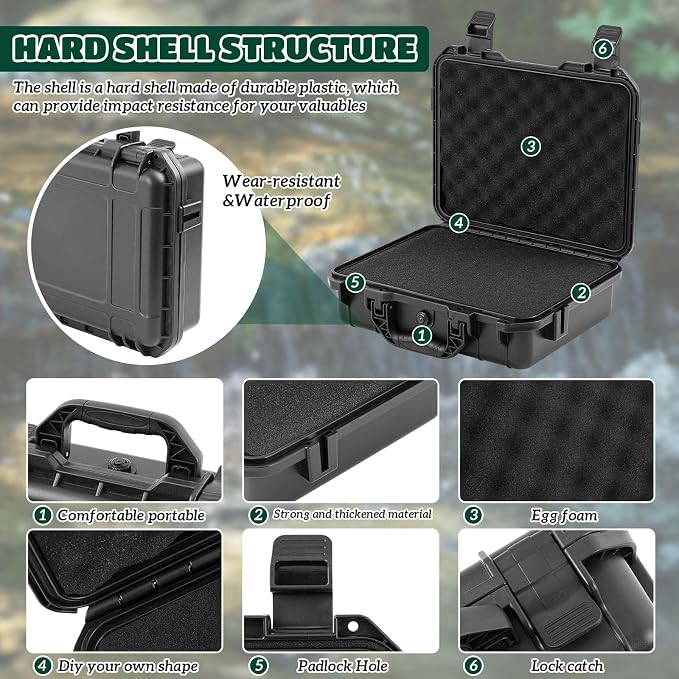 Relaxweex 1 Pcs Waterproof Hard Case with DIY Customizable Foam Insert Portable Protective Case with Knife for Camera Drones Equipments Tools Test Instruments(Black,20.5 x 15.8 x 8.5 Inch) - Image 3