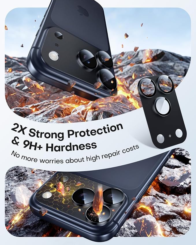TAURI 2 Pack for iPhone 17 Pro Camera Lens Protector, Black | Full Coverage Military-Grade Shatterproof, Upgrade AR Anti-Reflection Ultra Clear Transmission & Case Friendly - Image 2