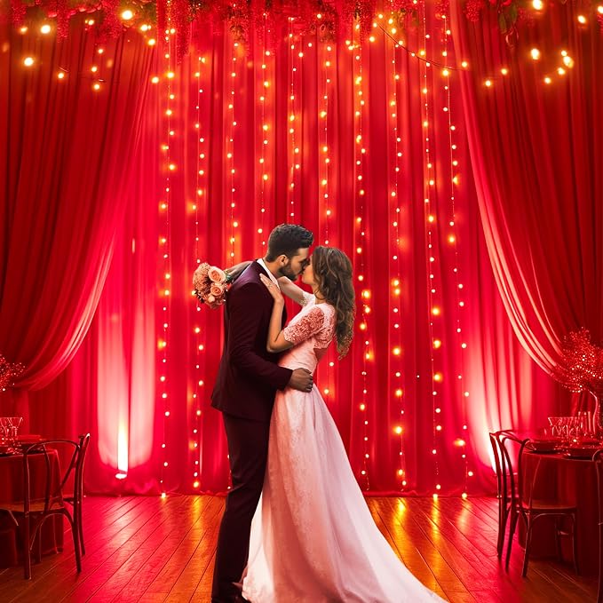 4 Panels Red Backdrop Curtain for Parties Wedding Wrinkle Free Red Photo Curtains Backdrop Drapes Fabric Decoration for Birthday Party Baby Shower Christmas 20ft(W) x 10ft(H) - Image 9
