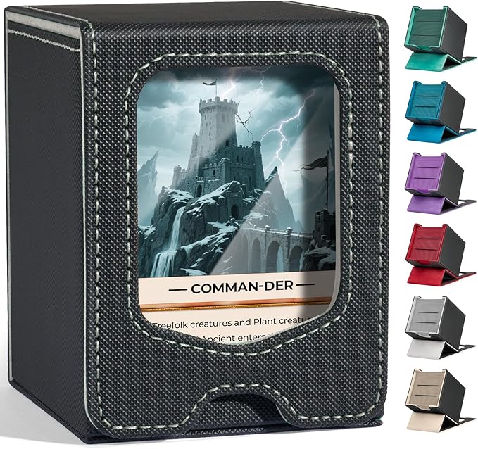 Fabmaker Deck Box Compatible with MTG Commander,Comman-der Deck Box Storage | Trading Card Storage Box with Comman-der, Fits 100 Double-Sleeved Cards, Card Box Compatible with Magic the Gathering, Grey by Fabmaker