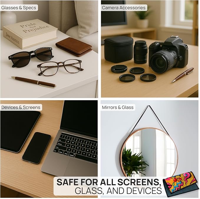 Microfiber Wholesale Quick Cloth Glasses Cleaning Cloths – 5x7 Popart | 2 Pack with Case | Double-Sided Lens Cleaner for Eyeglasses, Camera, Screens & Glass | Reusable Microfiber Glass Polishing - Image 6