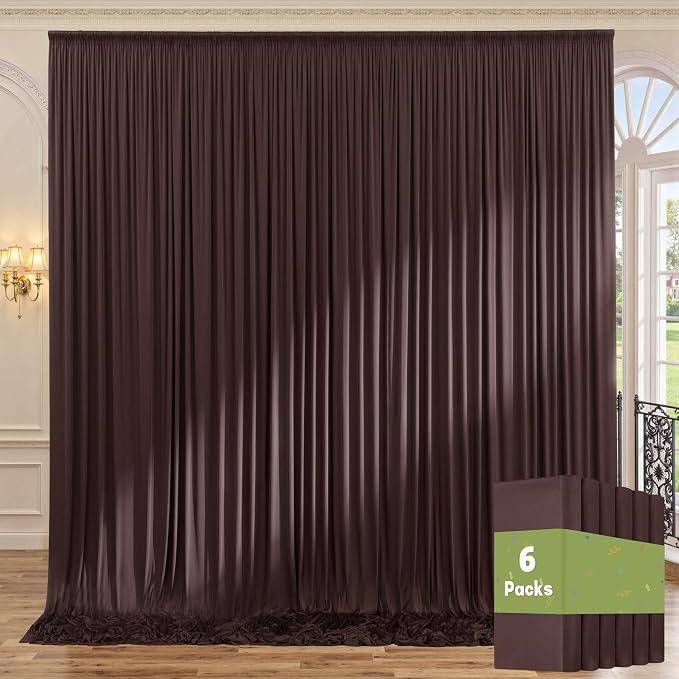 30ft x 10ft Wrinkle Free Brown Backdrop Curtain for Parties, Thick Polyester Photo Backdrop Drapes 6 Panels for Weddings Birthday Party Background Photoshoot Home Decor by ENJOYYOURPARTY