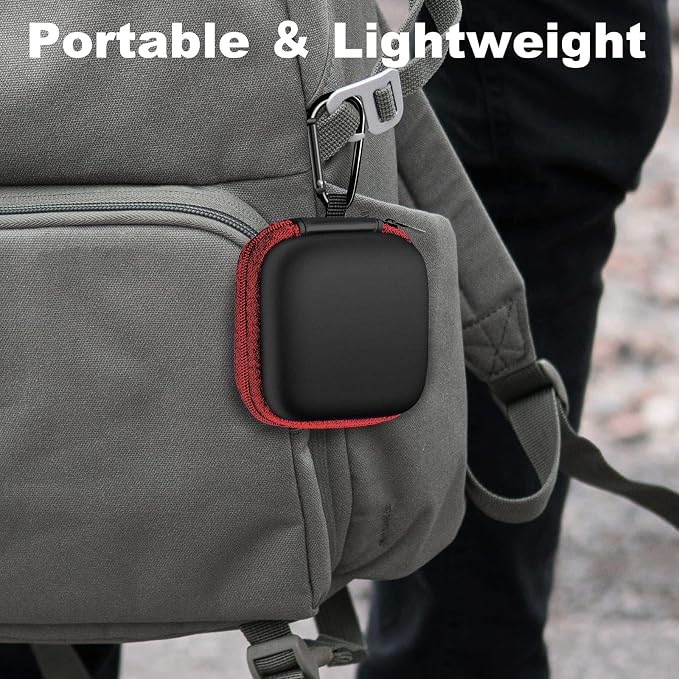 Square Earbud Case Portable EVA Carrying Case Storage Bag Cell Phone Accessories Organizer with Carabiner for Earphone, Earbud, Earpieces, SD Memory Card, Camera Chips, Tech Pouch, Red - Image 8