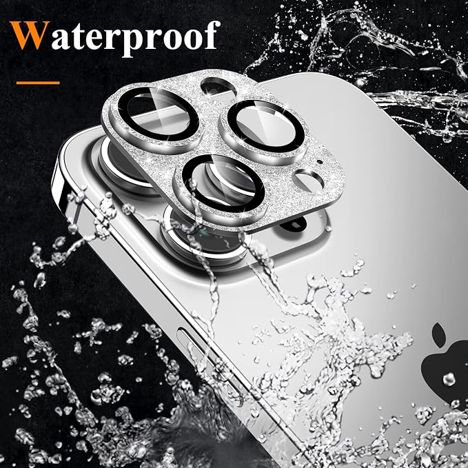 YWXTW for iPhone 13 Pro/iPhone 13 Pro Max Camera Lens Protector, [4TH Gen New Bling Design] Glitter Shiny Diamond Metal Ring Tempered Glass Back Camera Screen Protector Lens Cover - Image 3