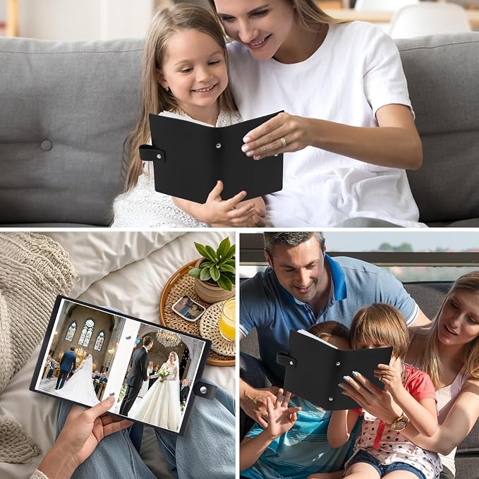 2 Pack Small Photo Albums 5x7 Pictures, 104 Photos Total, Black | Leather Cover, Buckle Design, Acid-Free Pages, Top-Loading Pockets, Compact Carry, Photos Postcards & Artwork - Image 7