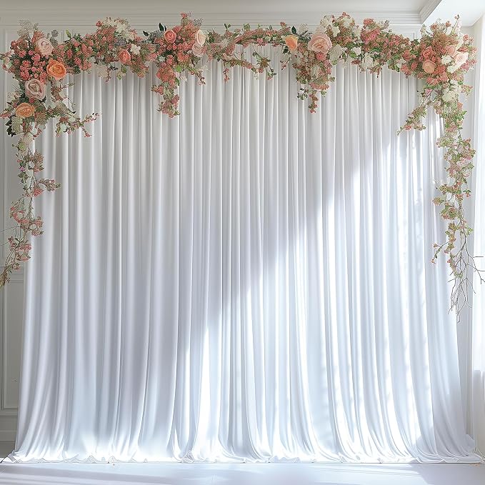 40x10ft Wrinkle Free White Backdrop Curtain for Parties Soft Fabric Drapes Wedding White Curtain Backdrop for Birthday Party Decorations Background for Photography 5x10ft, 8 Panels - Image 9