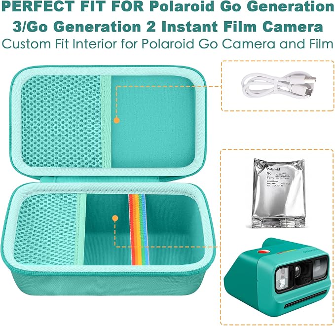 khanka Case for Polaroid Go Generation 3 Mini Instant Camera,Mint Green | Fits for Polaroid Go Generation 2(6282),Accessory Storage Pocket, Travel-Ready Portable Storage,Case Only - Image 5