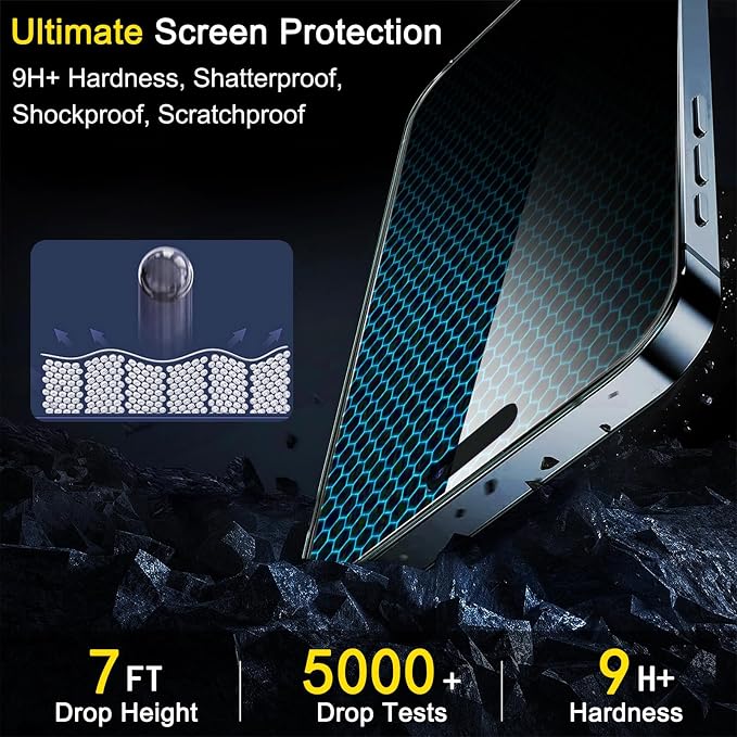Ferilinso 3 Pack Screen Protector for iPhone 15 Pro Max, Tempered Glass | 9H+ Hardness, Military-Grade Shatterproof, HD Clear, Case Friendly, Easy Installation Bubble Free, with Camera Lens Protector - Image 8