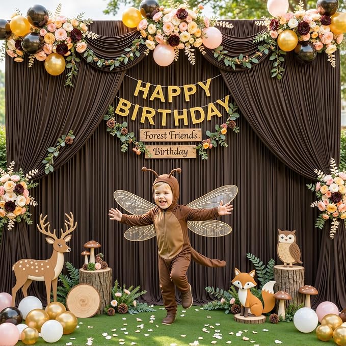 10 Panels Brown Backdrop Curtain for Parties Wedding Wrinkle Free Brown Photo Curtains Backdrop Drapes Fabric Decoration for Birthday Party Baby Shower 50ft(W) x 10ft(H) - Image 3
