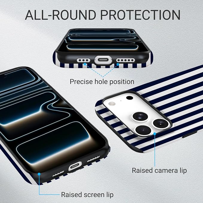 TPU Phone Case for iPhone 17 Pro, MagSafe Wireless Charging Compatible, Shockproof Slim Fit Protective Cover with Anti-Yellowing & Raised Camera Protection (Stripes 3, iPhone 17 Pro(6.3")) - Image 3
