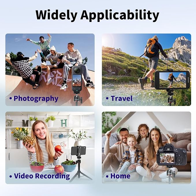 Mini Tripod for Camera, 24.61"/62.5cm Tripod Selfie Stick with 5 Levels Adjustment 360° Ball Head 1/4" Screw Desktop for DJI Osmo Pocket3 Vlog Handle Grip Insta360 Action 5 Pro/4/3 Camera - Image 6