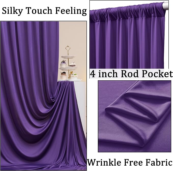50ftx10ft Wrinkle Free Purple Backdrop Curtains for Parties, 10 Panels 5x10ft Thick Polyester Backdrop Drapse for Weddings Birthday Photography Background Curtains - Image 2