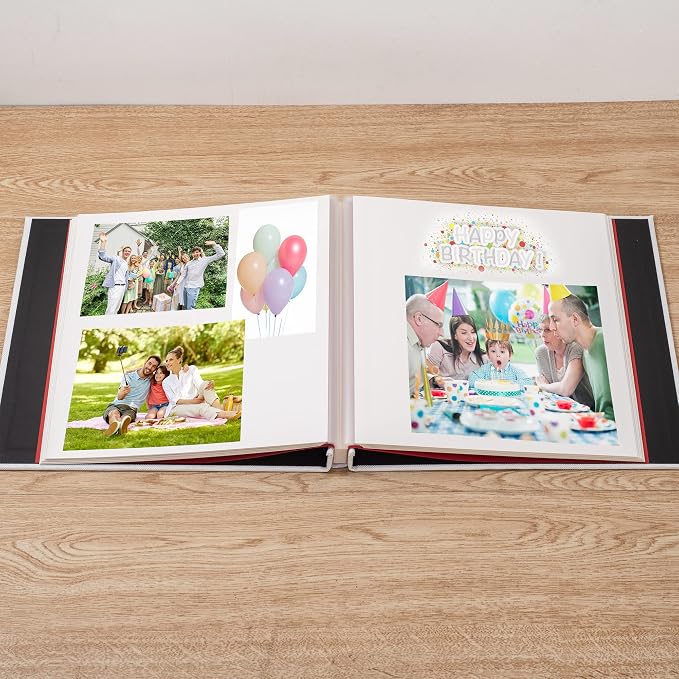 Large Photo Album Self Adhesive 4x6 8x10 10x12 13"x12.8" Magnetic Scrapbook Album 12.6"x11" Inch 40 Pages Linen Cover DIY Photo Album with A Metallic Pen and DIY Stickers(White) - Image 3