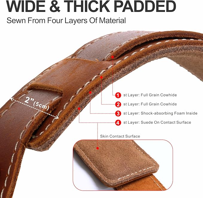 Padwa Lifestyle Tan Dual Camera Harness Strap with Padded for Two Cameras - Dual Shoulder Full Grain Leather Harness,Multi Camera Gear for DSLR/SLR Strap,Double Camera Harness for Photographers - Image 3