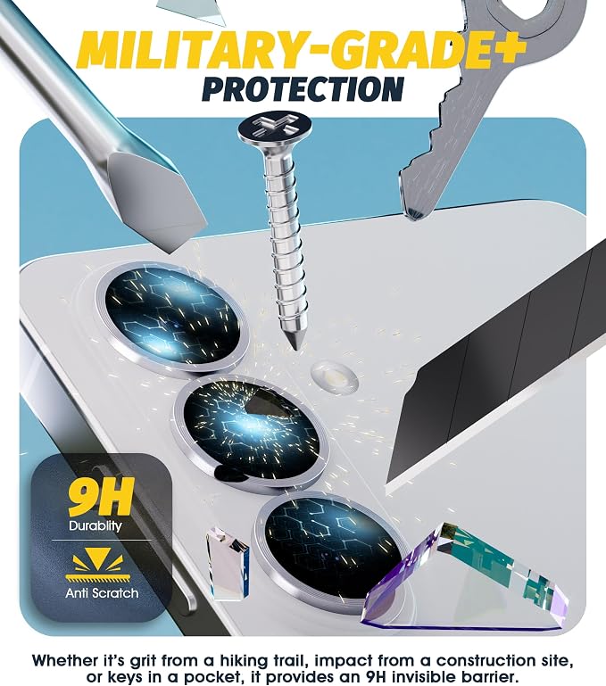 Orzero (2 Sets Camera Lens Protector for Samsung Galaxy S26 / S26 Plus, [EZ Install] [Case-Friendly] 9H Tempered Glass CD Pattern Lens Cover, Military-Grade Shockproof, HD Clarity Anti-Glare (Silver) - Image 4