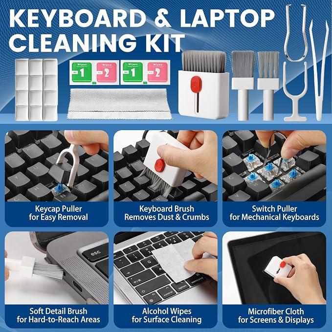 Phone Cleaning Kit (57PCS), iPhone Cleaning Kit, Airbud Cleaning Kit for AirPods, Keyboard Cleaning Kit, Charging Port Cleaner for Apple Lightning/Android USB-C (White, with 10 Mini Brush) - Image 5