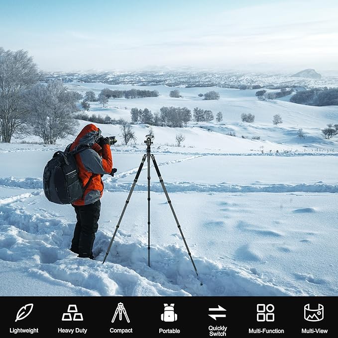 80/85 inches Heavy Duty Tripod for Camera Phone, 85" Camera Tripod Monopod | Tripod Stand for DSLR Binoculars Spotting Scope Camcorders Video, 360 Degree Ball Head, 35 lbs Loads - Image 3