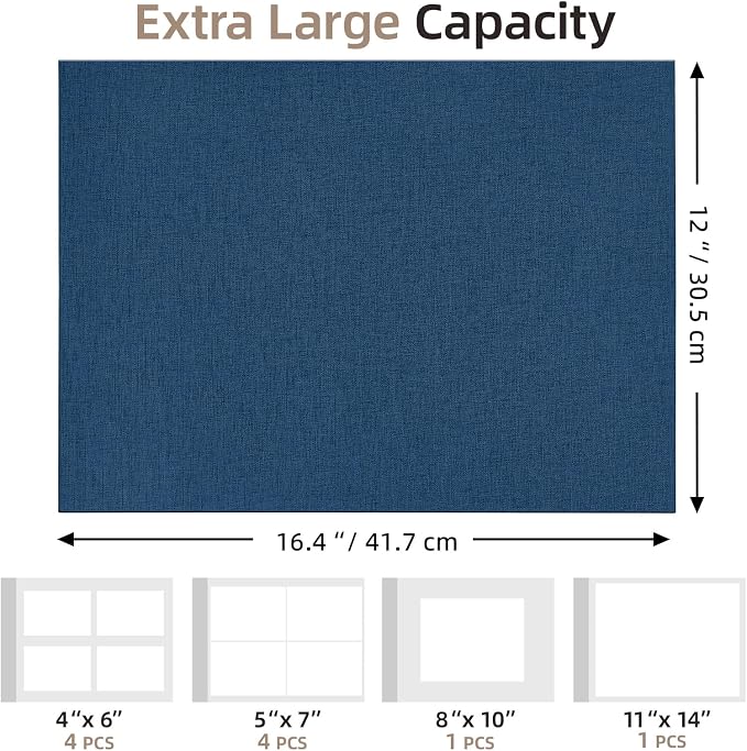 Vienrose Extra Large Self Adhesive Photo Album 11x14 20 Pages Navy | 12X16.4 Inch, Art Portfolio Binder, Graduation And School Memory Book, Certificate Binder - Image 5