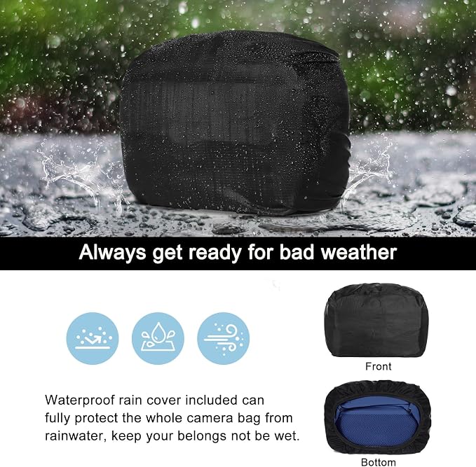 MOSISO Camera Shoulder Bag Camera Case Crossbody Sling Purse, Navy Blue | DSLR/SLR/Mirrorless Compact Padded Photography Handbag with Rain Cover Compatible with Canon/Nikon/Sony Cameras and Lenses - Image 4