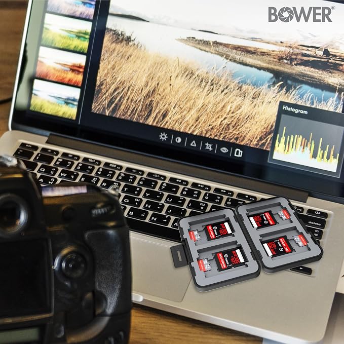 Bower Sky Capture Series Memory Card Case | Rugged Hard Plastic Exterior with Shock Absorbing Liner, Secures up to 12 Memory Cards with Snap-in Locking System for SSD/SD/Mini SDHC Flash Drive | Black - Image 6