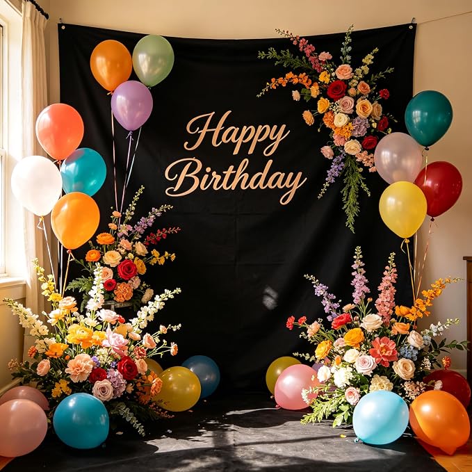 Black Photography Backdrop for Photoshoot, 10x10 Ft Polyester Photo Backdrop Curtains, Black Backdrops Screen for Photo Studio, Video, Content Creators, Birthday Parties Background - Image 3