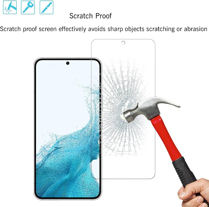 Ailun Screen Protector + Camera Lens Protector for Galaxy S22, 3+3 Pack | Tempered Glass, Fingerprint Unlock Compatible, Clear, Case Friendly - Image 5